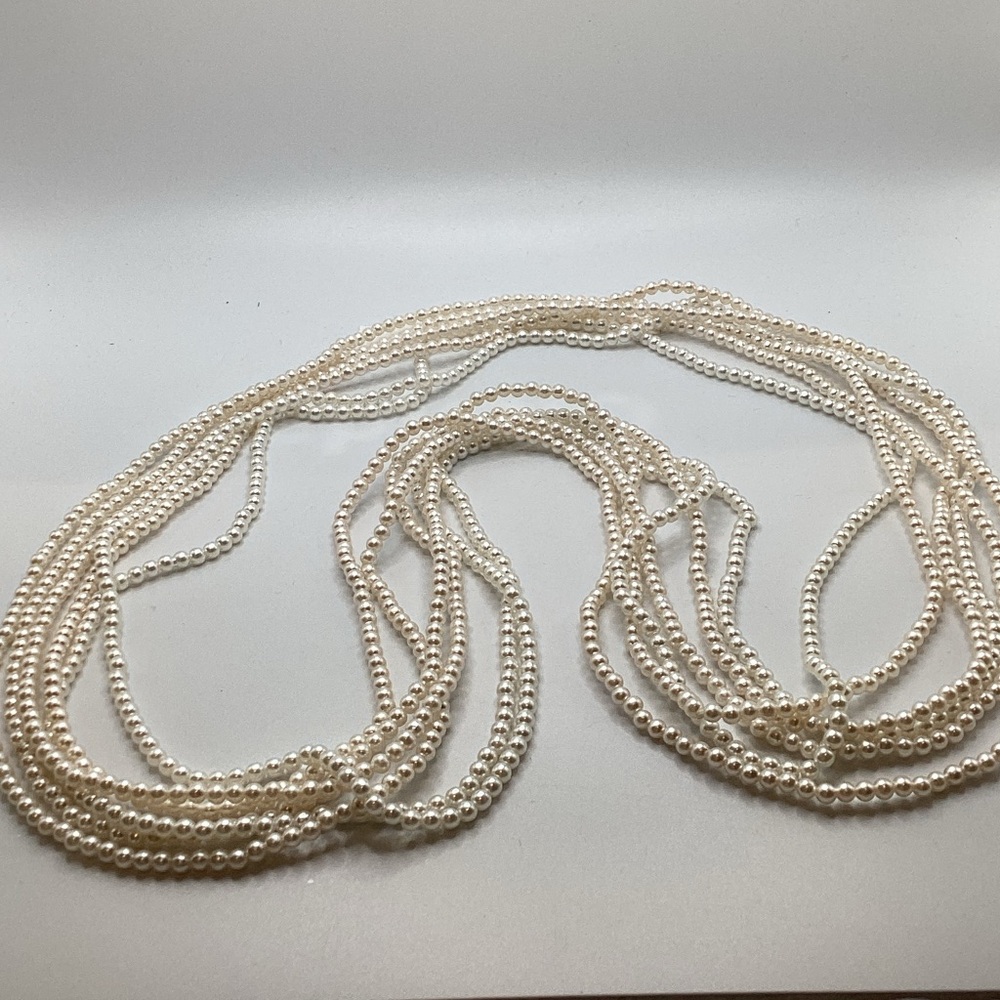 White Faux Pearl Necklaces set of 6